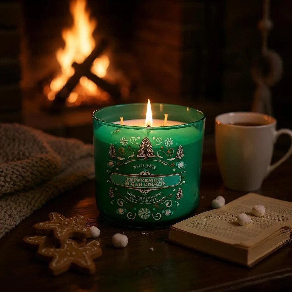 Bath & body work PEPPERMINT SUGAR COOKIE Large 3-Wick Candle New - Picture 2 of 4